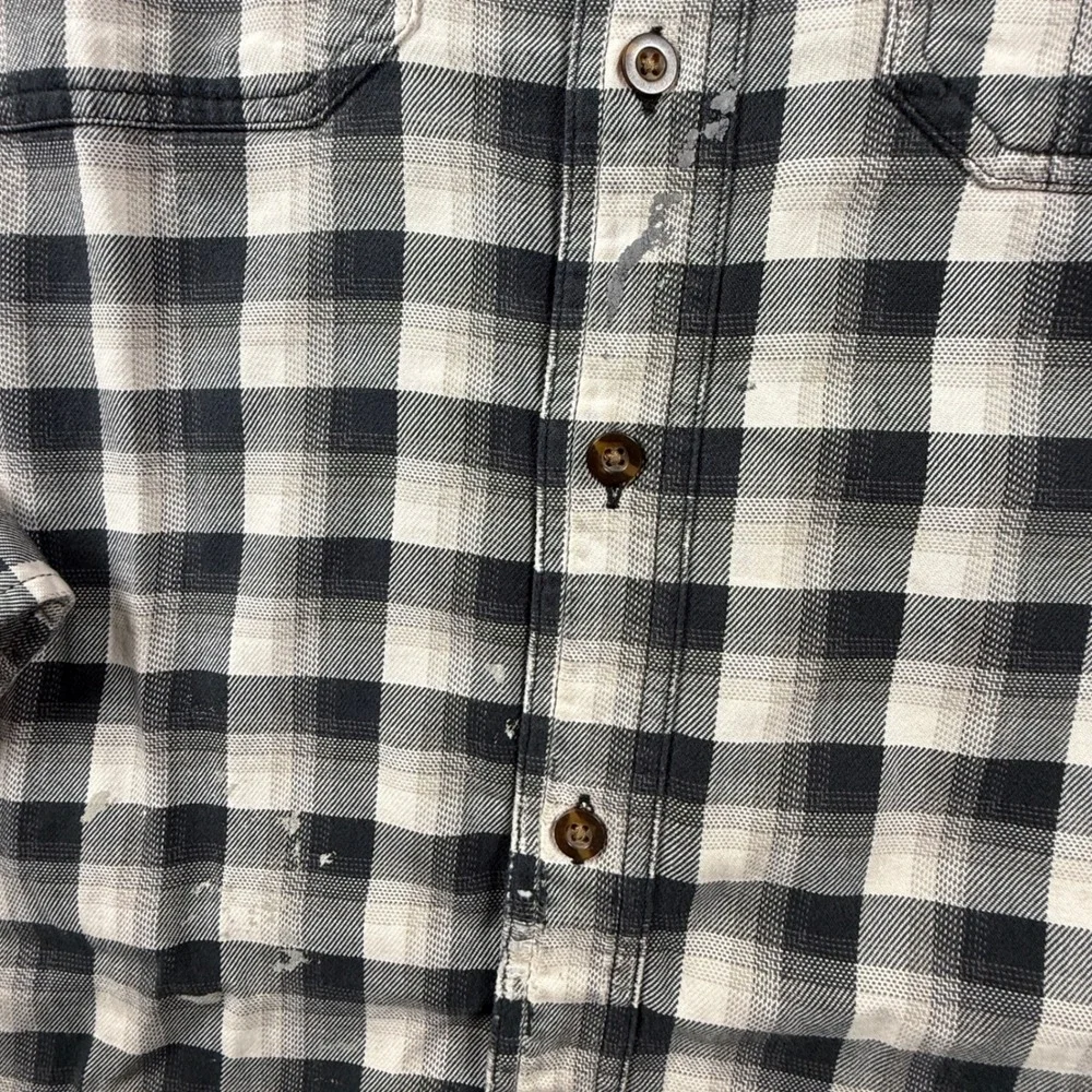 Carhartt Mens Relaxed Fit Buffalo Plaid Flannel Shirt Black White Small 1958